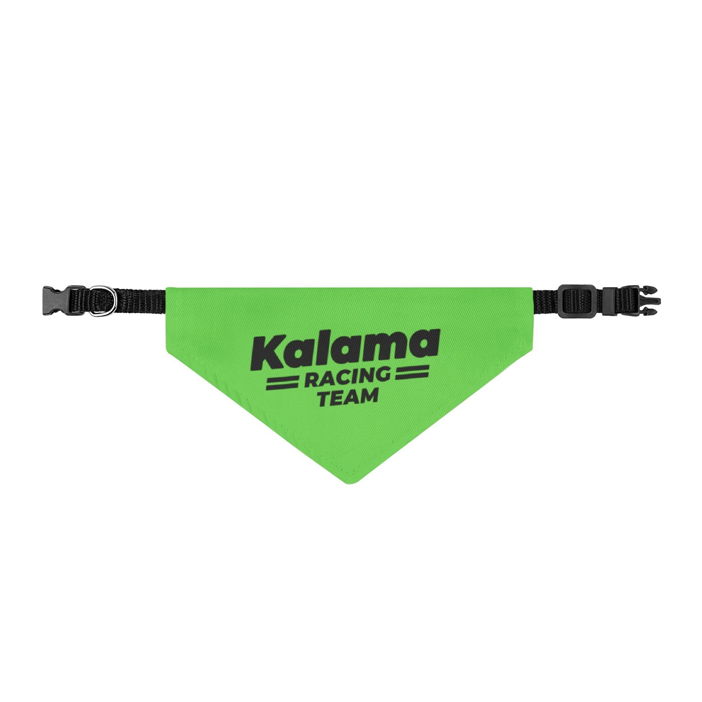 Pet Bandana — 'Kalama Racing Team' Clip-On Dog Bandana (Neon Green)