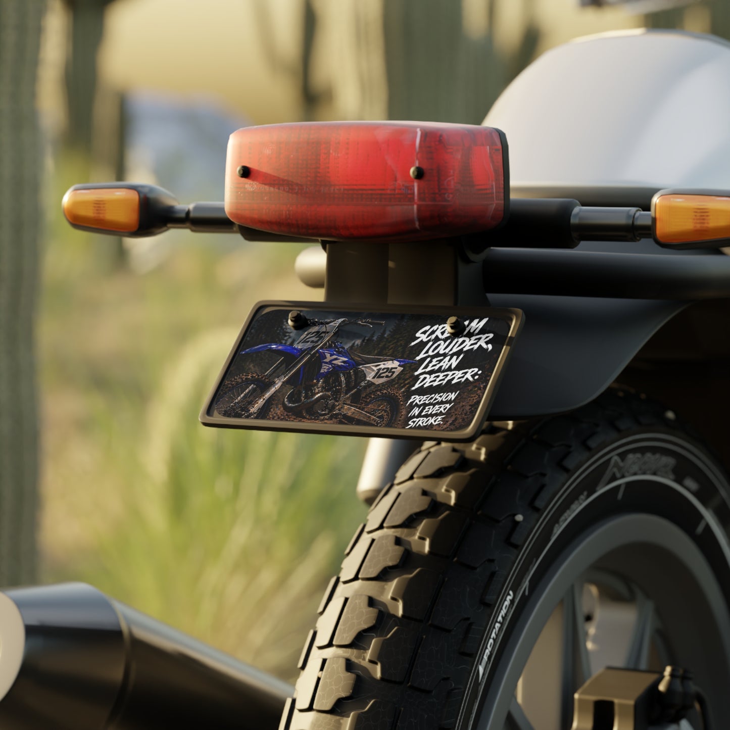 Dirt Bike Mini License Plate — "Scream Louder, Lean Deeper: Precision in Every Stroke"