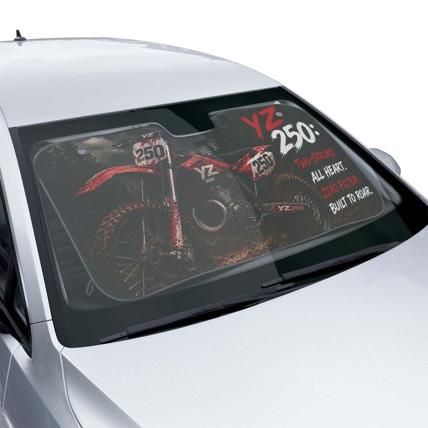 Motorcycle YZ250 Car Sun Shade – Two-Stroke Dirt Bike Windshield Cover
