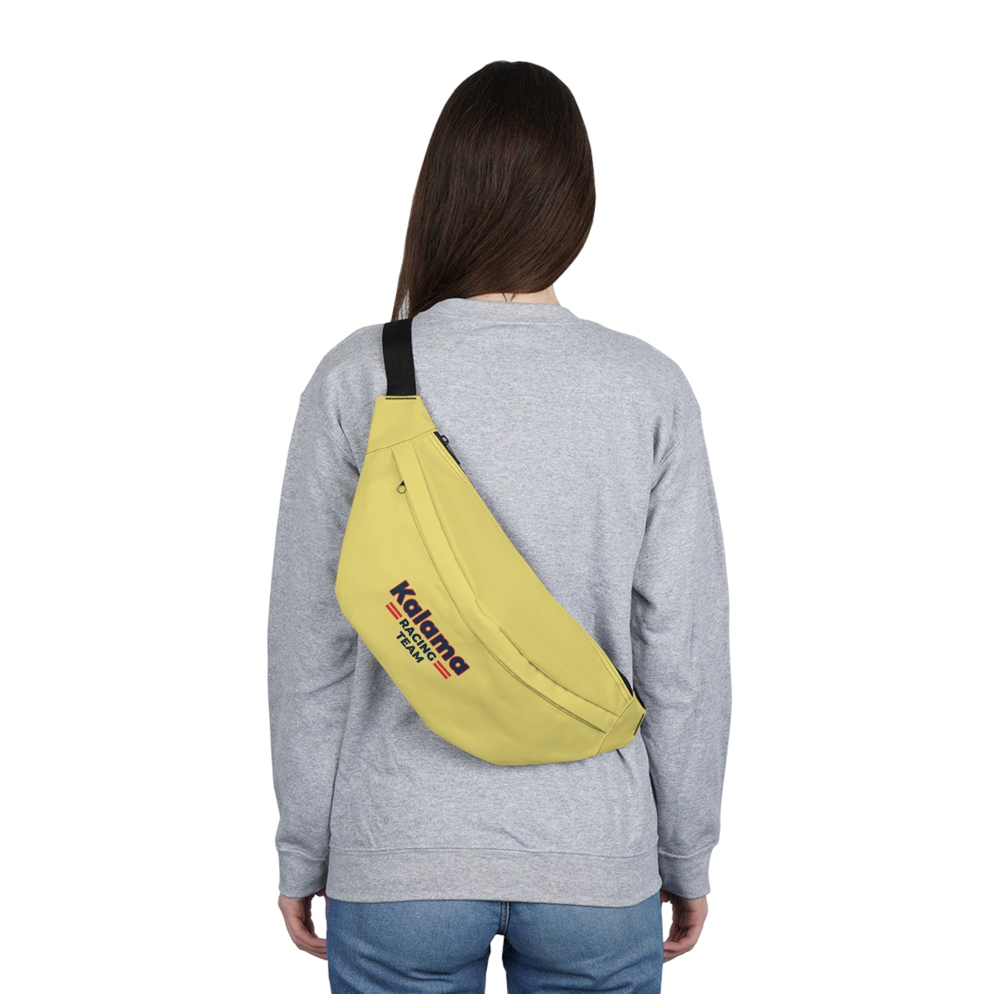 Kalama Racing Team Large Fanny Pack — Yellow Belt Bag for Travel & Events Light Gold Color