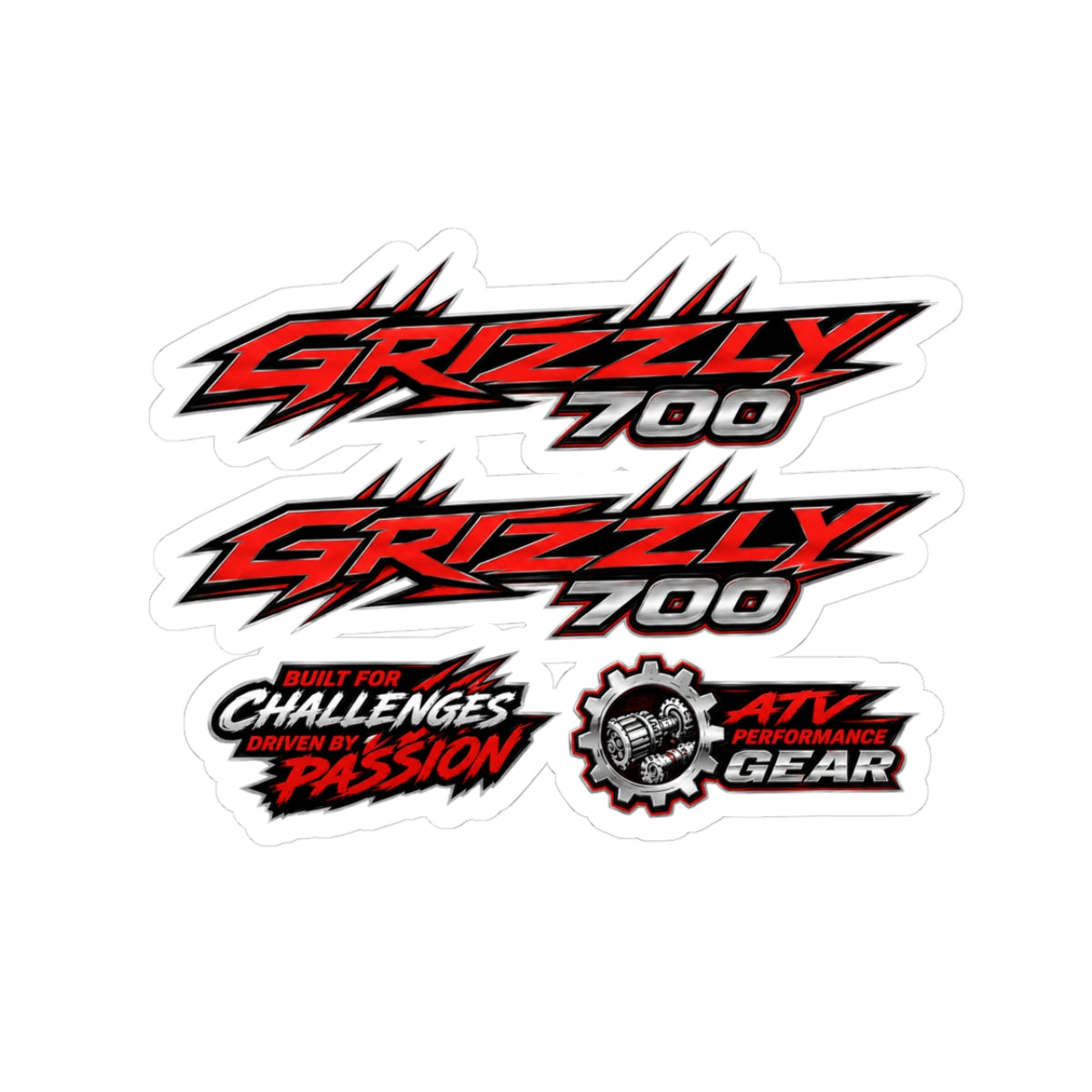 Grizzly 700 ATV Performance Kiss-Cut Sticker Sheet Color in Red