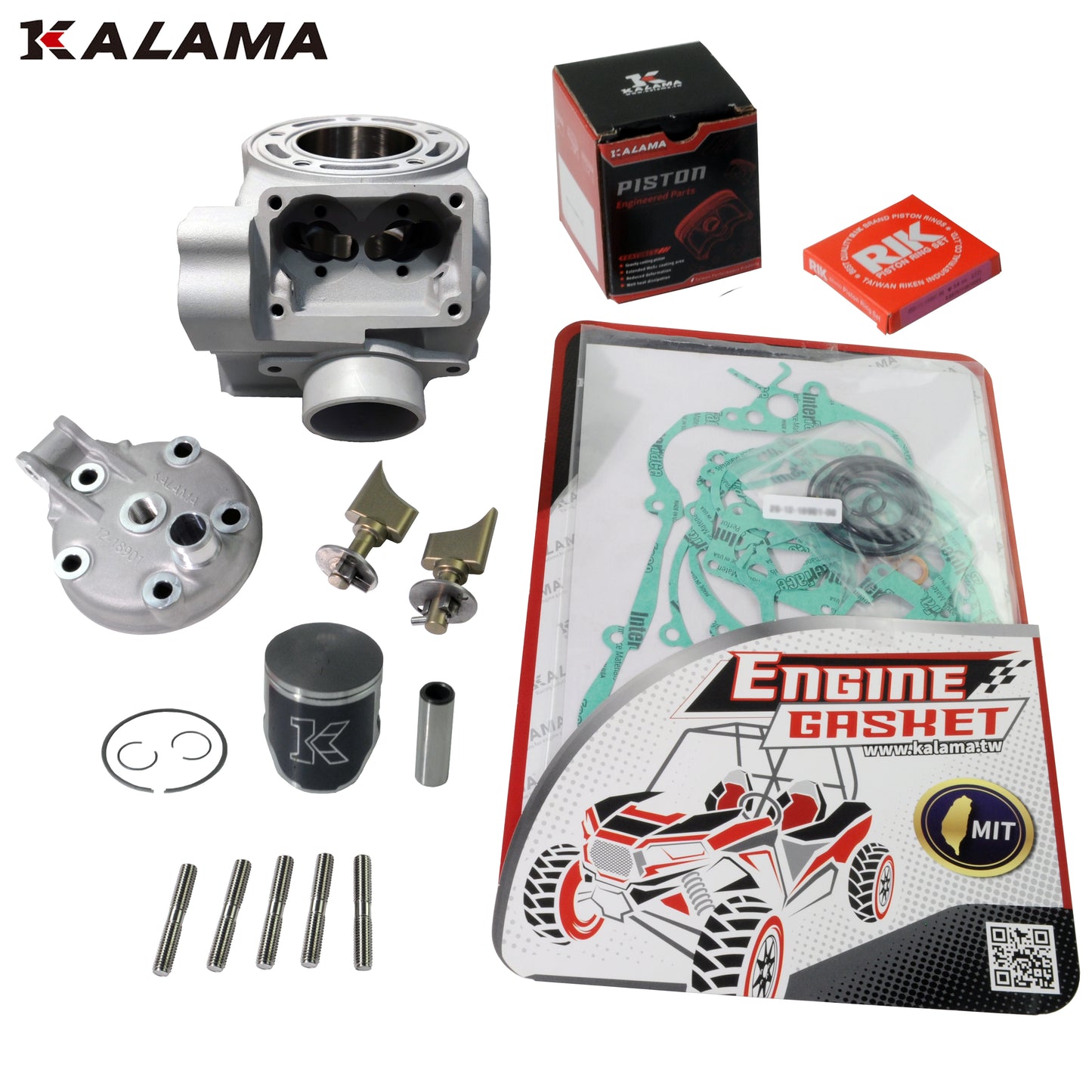 Engine Rebuild Kit for Yamaha YZ125 Cylinder, Cylinder Head, Studs, Power Valves, Piston Kit, Gasket Set 1998~2001