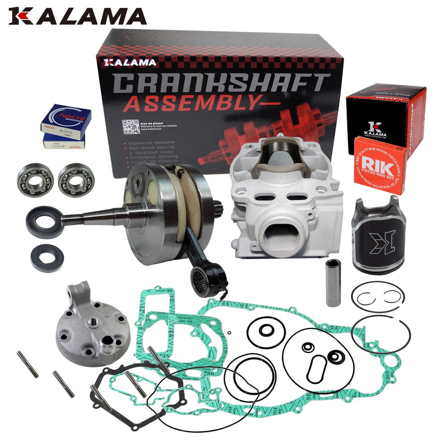 Engine Rebuild Kit for Yamaha YZ250 2003~2023, Crankshaft, Cylinder, Cylinder Head, Bolts, Piston Kit, Engine Gasket Set, Main Bearings, Oil Seals