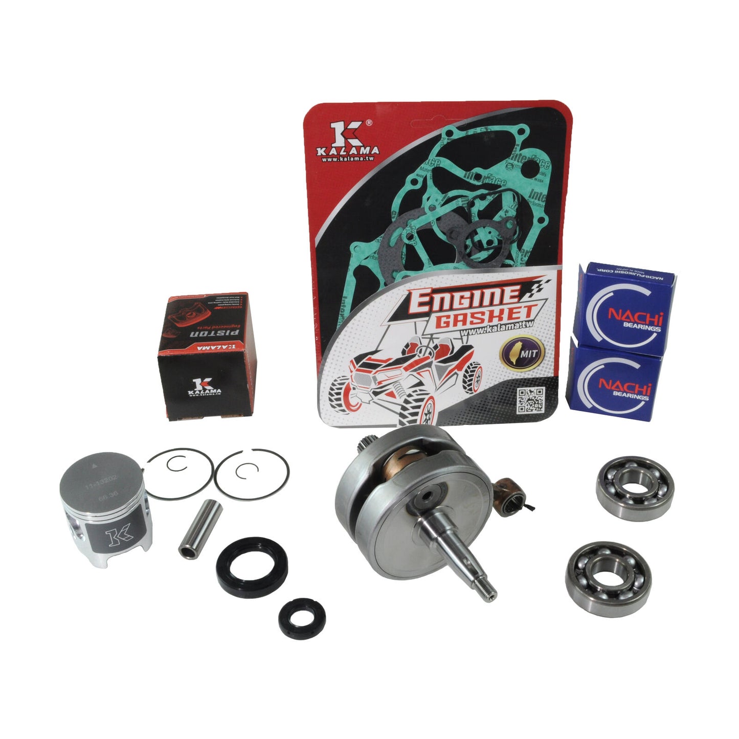 KALAMA Engine Rebuild Kit for Honda CR250R Crankshaft Main Bearing Piston Gasket Set 1997-2001