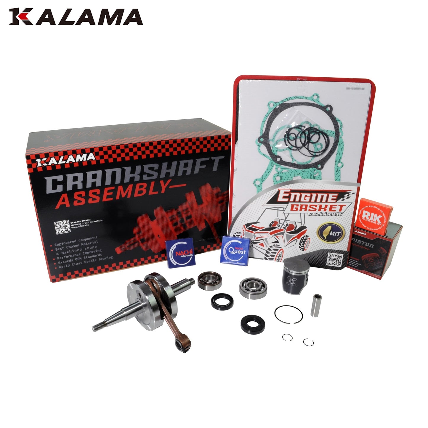 Kalama Rebuild Engine for Yamaha YZ80 93~01 Crankshaft Piston Gasket Bearing Kit