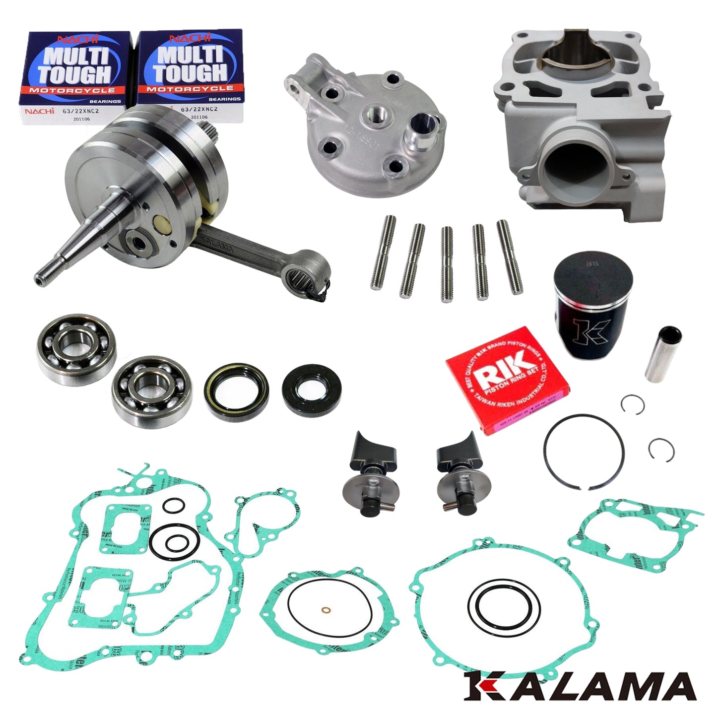 Kalama Rebuild Engine Kit for Yamaha YZ125 2001 Cylinder Head Crankshaft Power Valve Piston Main Bearings