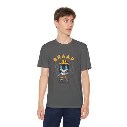 Youth Motocross Tee - "BRAAP" Skull Helmet Racer Shirt