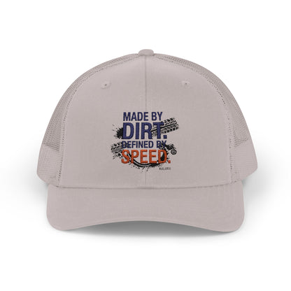 Made By Dirt Defined By Speed Snapback Trucker Cap — Racing Off‑Road Hat for Motorsports Enthusiasts
