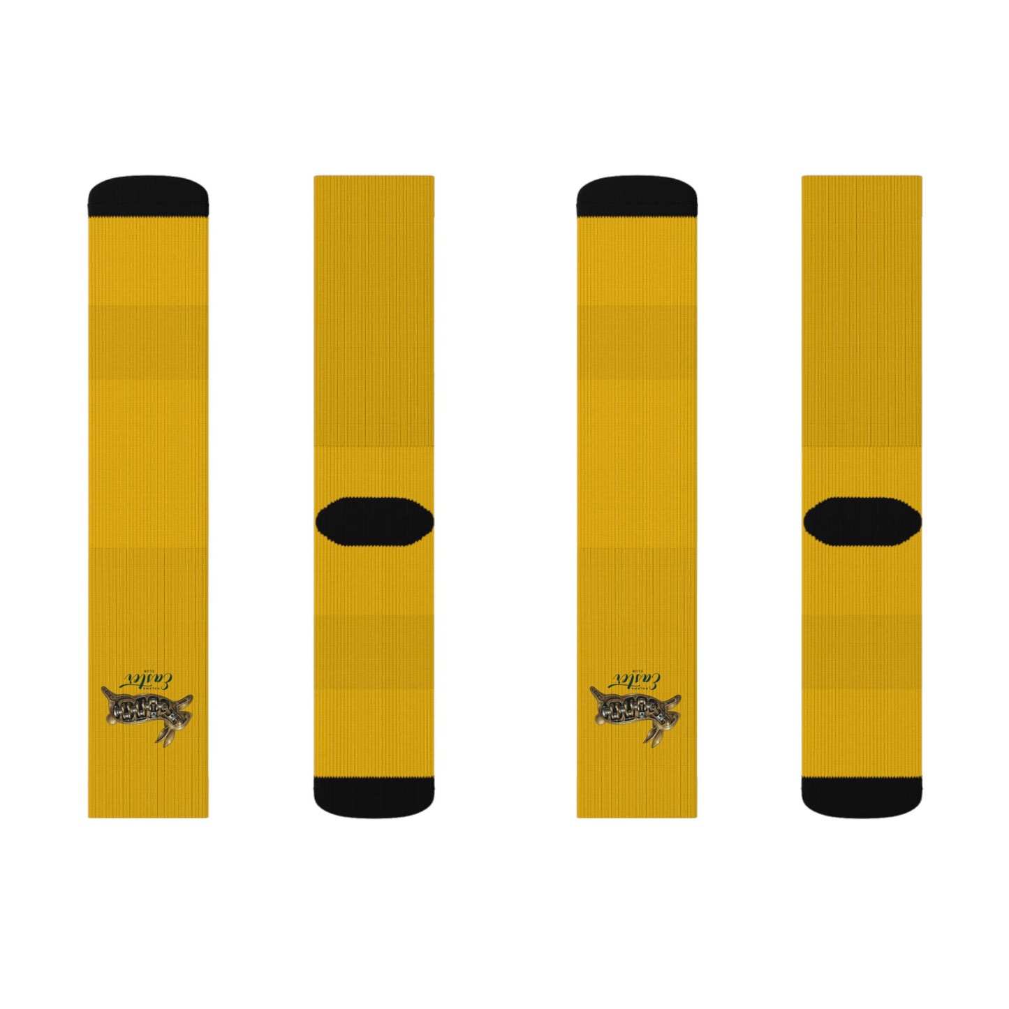 Kalama Easter Club Gold Sublimation Crew Socks with Small Black Lizard Graphic