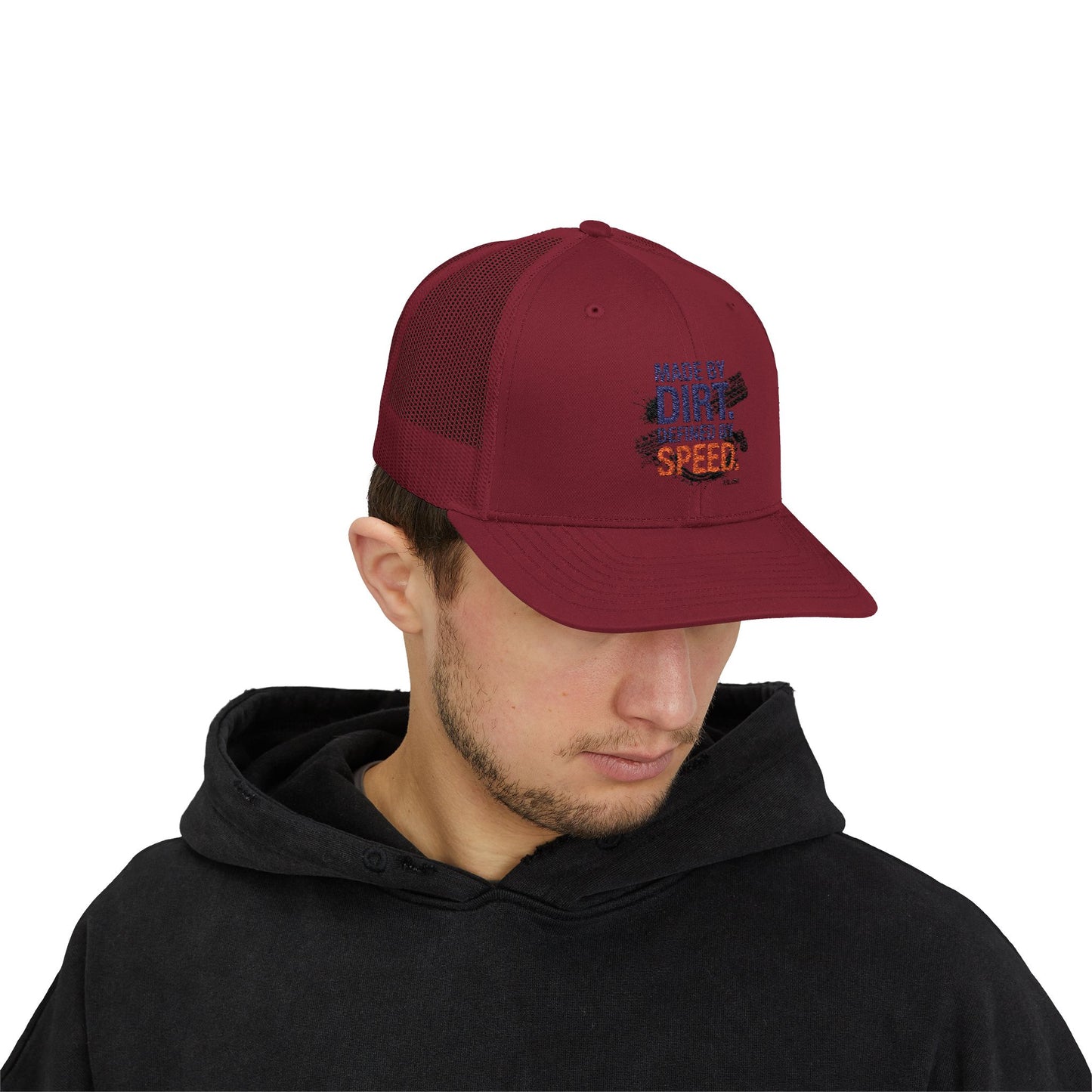 Made By Dirt Defined By Speed Snapback Trucker Cap — Racing Off‑Road Hat for Motorsports Enthusiasts