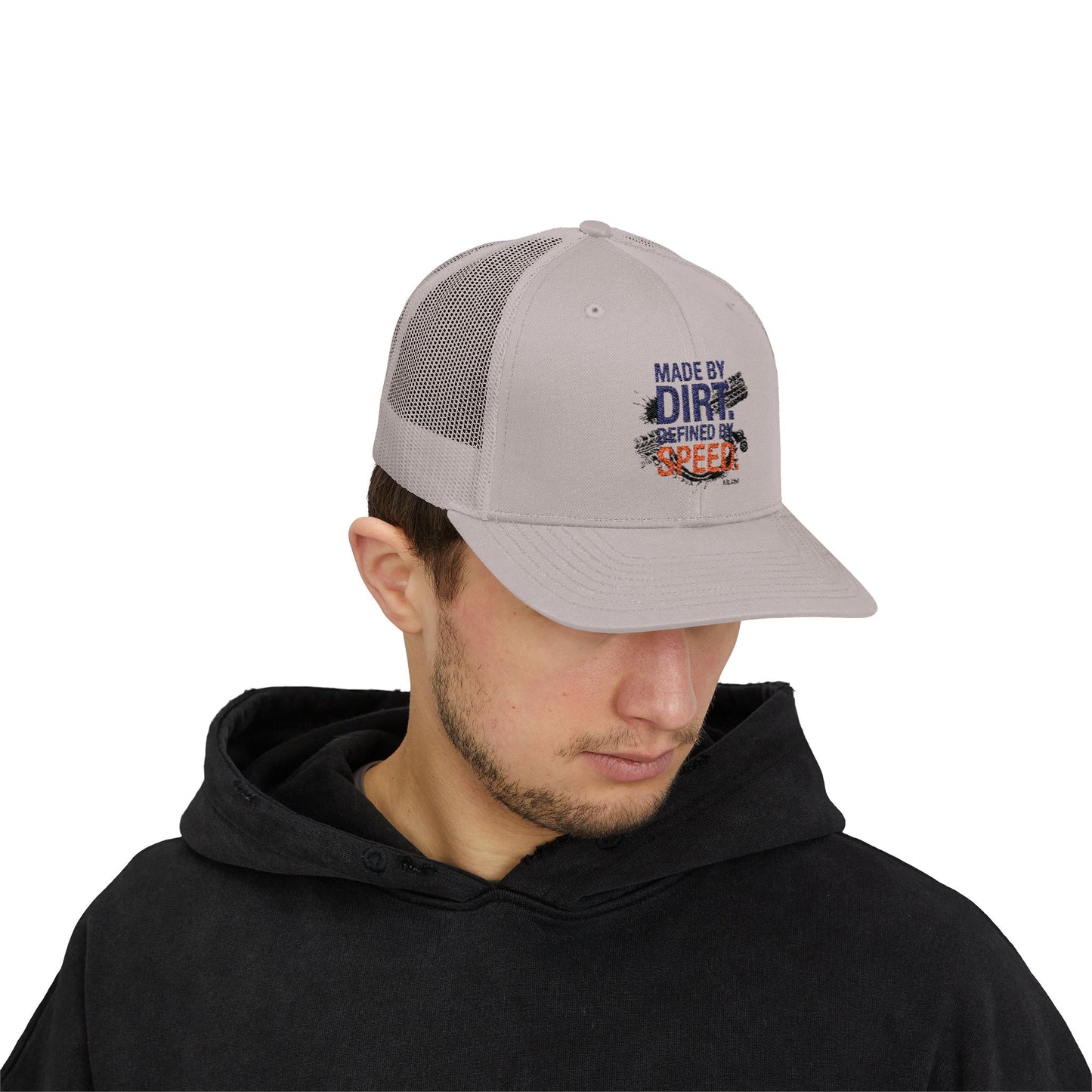 Made By Dirt Defined By Speed Snapback Trucker Cap — Racing Off‑Road Hat for Motorsports Enthusiasts