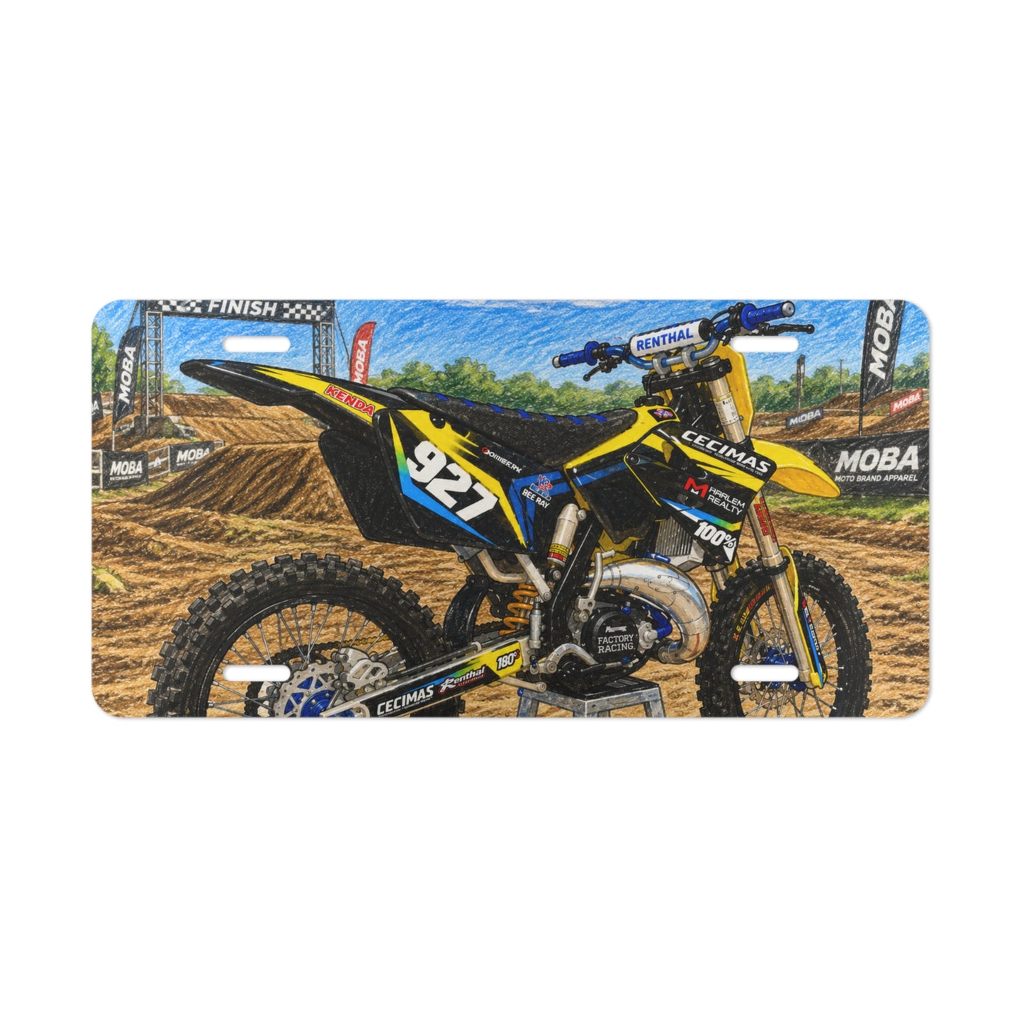 Dirt Bike Vanity License Plate - Custom Motocross Racing Number 927