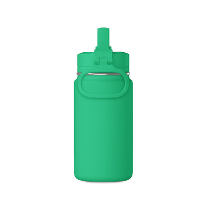 Mini 14oz Water Bottle with Kalama Racing Team Logo — Compact Straw Bottle for Kids & On-the-Go (Green)