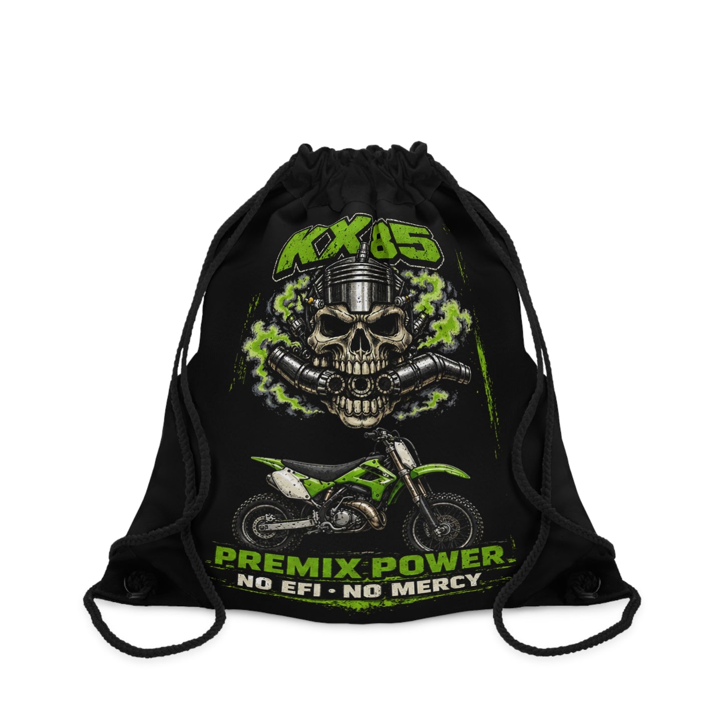KX85 Dirt Bike Drawstring Bag — 'Premix Power. No EFI No Mercy' Motocross Gym Sack
