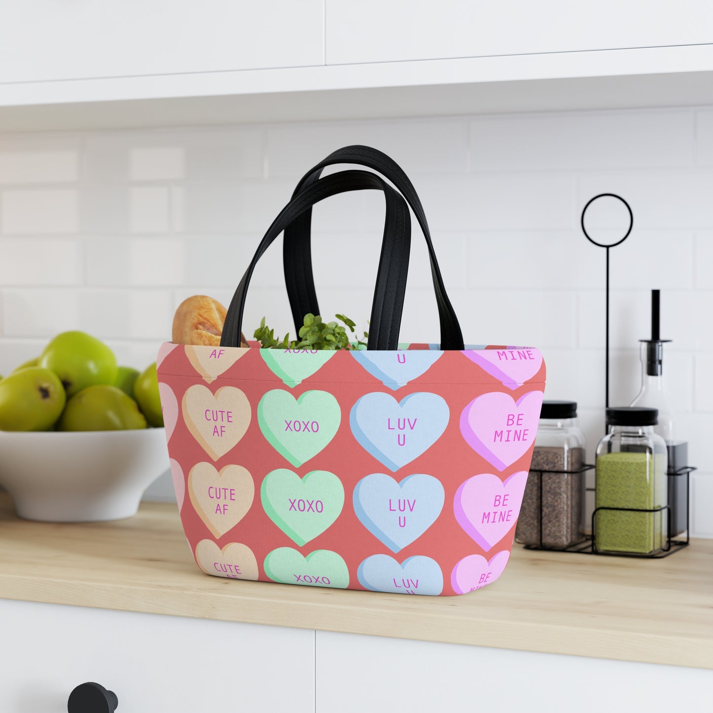 Valentine Candy Hearts Lunch Bag — Cute AF/XOXO Pattern