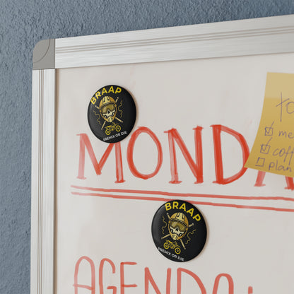 Braap Motorcycle Magnet — "Premix or Die" Round Button Magnet
