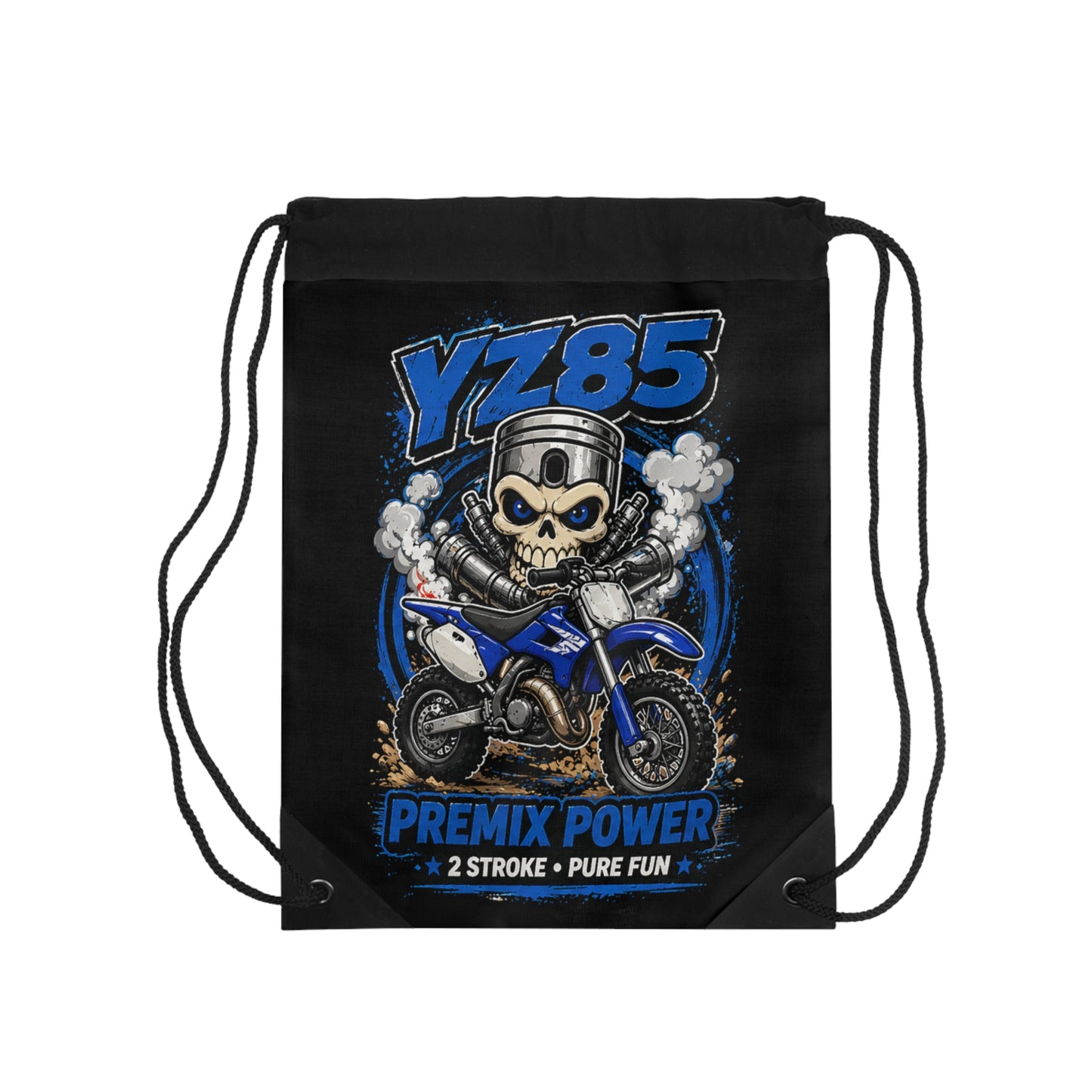 YZ85 Dirt Bike Drawstring Bag — 'Premix Power' 2-Stroke Motocross Gym Sack