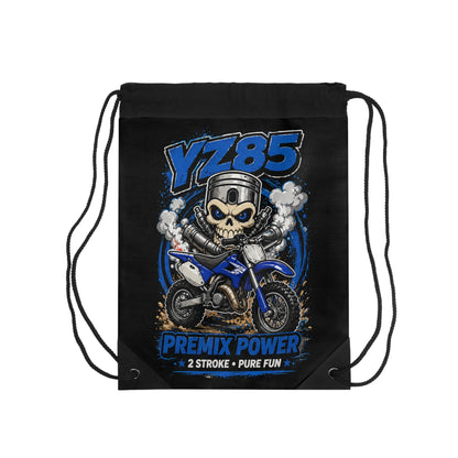 YZ85 Dirt Bike Drawstring Bag — 'Premix Power' 2-Stroke Motocross Gym Sack