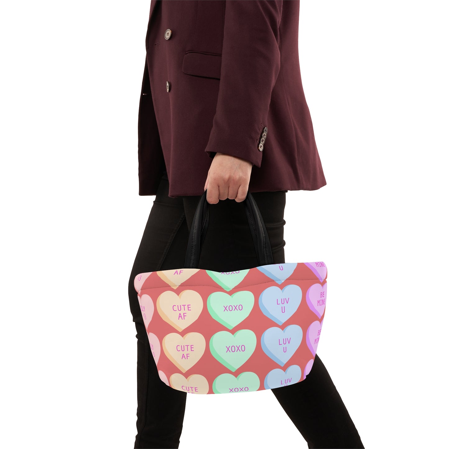 Valentine Candy Hearts Lunch Bag — Cute AF/XOXO Pattern