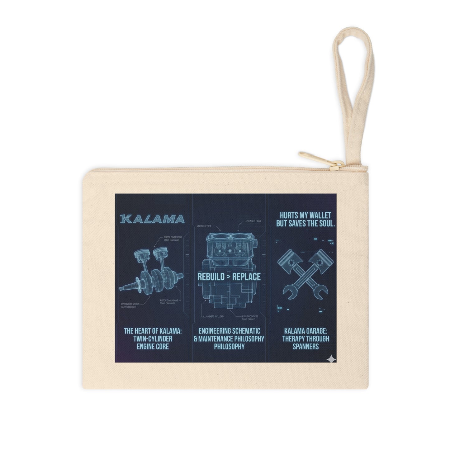KALAMA Pro-Series Trail Document Bag — "Rebuild > Replace" Mechanic Blueprint Tool Pouch