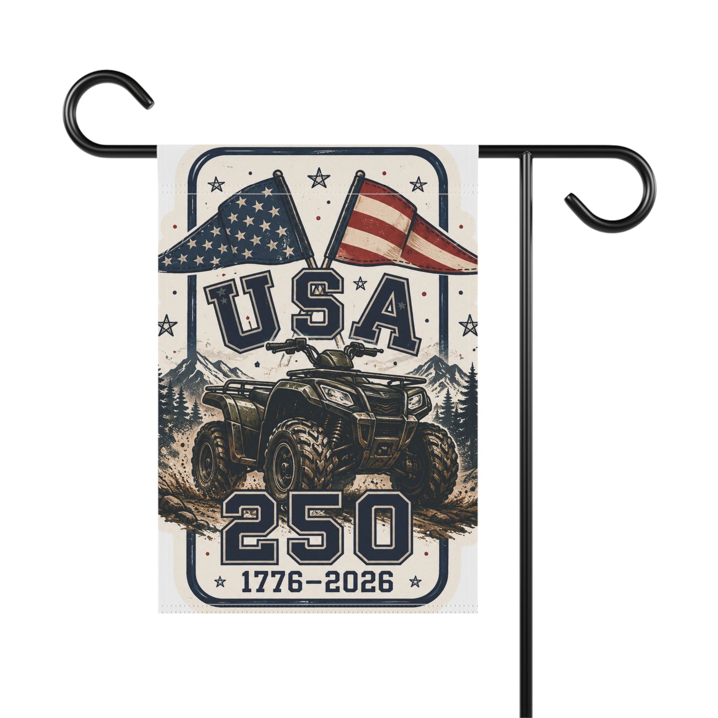 USA 250 ATV Garden Flag – 1776–2026 Patriotic Outdoor House Banner