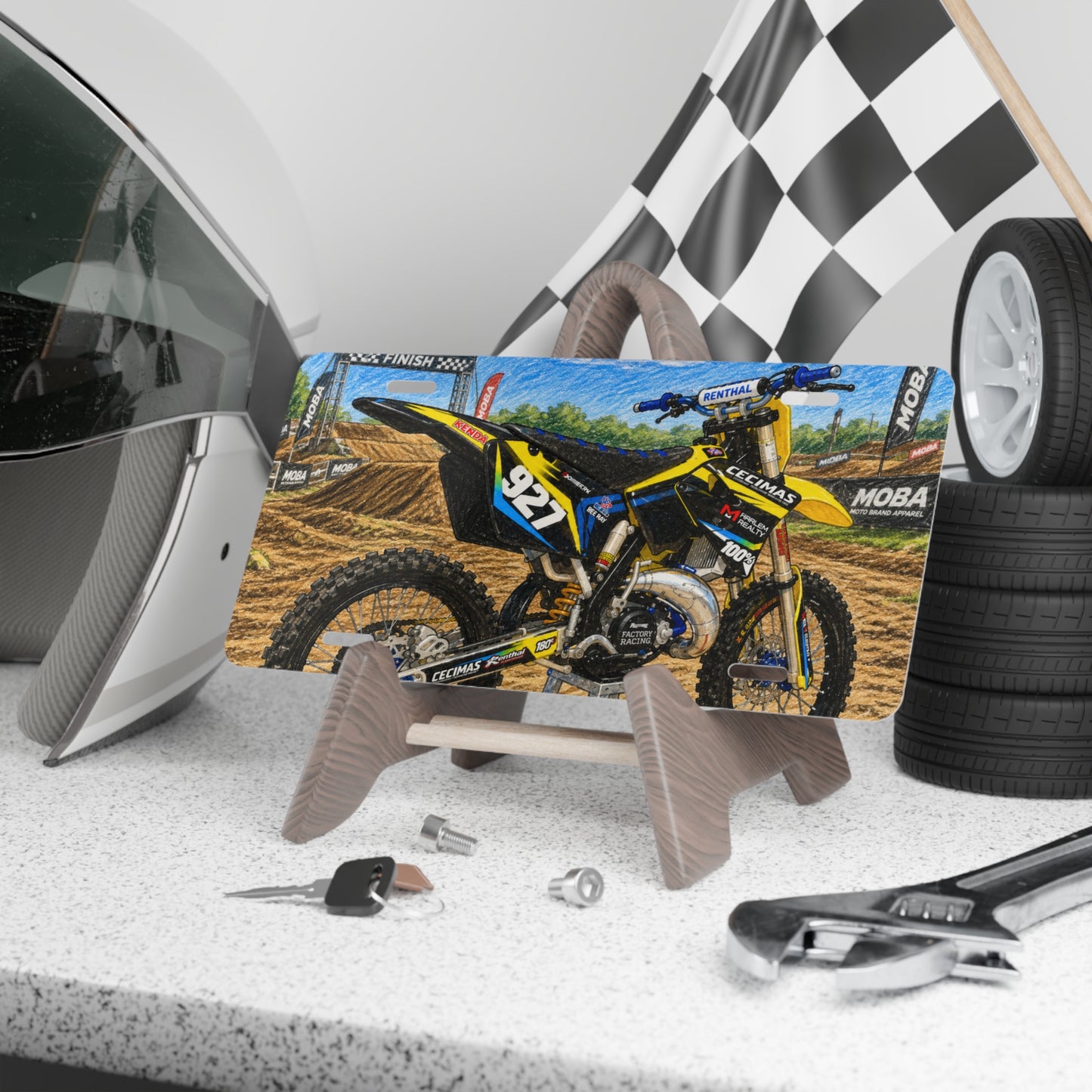 Dirt Bike Vanity License Plate - Custom Motocross Racing Number 927