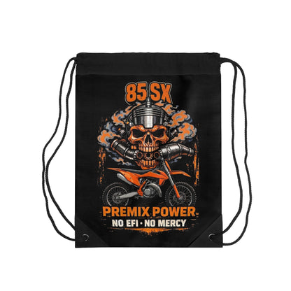 Motocross Skull Drawstring Bag – “85 SX Premix Power” Dirt Bike Gym Sack