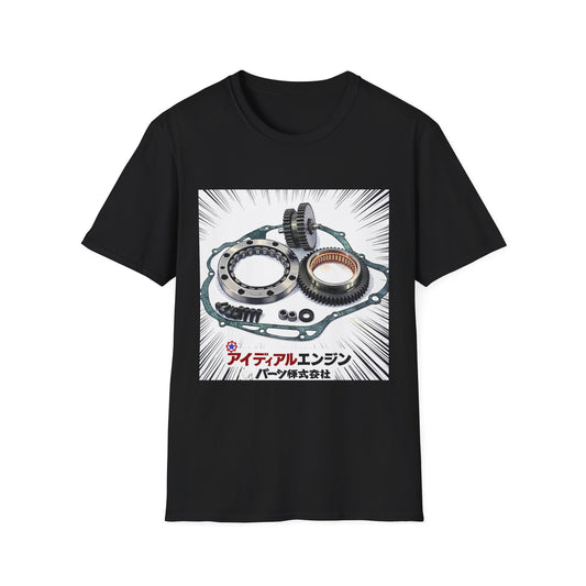 Engine Parts Graphic Tee — Japanese Retro Motorcycle Clutch Design
