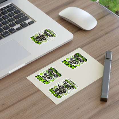 KX65 Motorcycle Skull Sticker Sheet — Green Dirt Bike Decal Pack