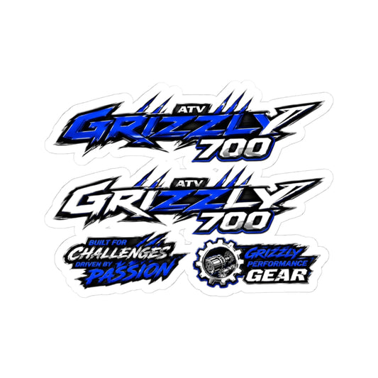 ATV Grizzly 700 Logo Kiss-Cut Sticker Pack Color in Blue