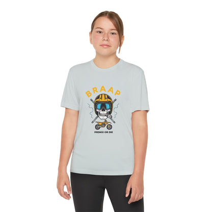 Youth Motocross Tee - "BRAAP" Skull Helmet Racer Shirt