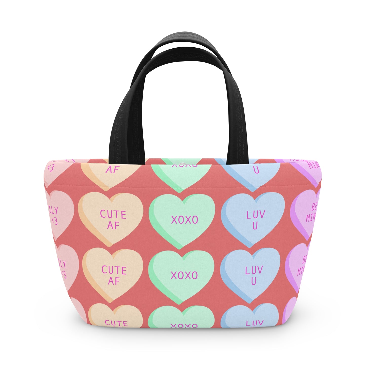 Valentine Candy Hearts Lunch Bag — Cute AF/XOXO Pattern