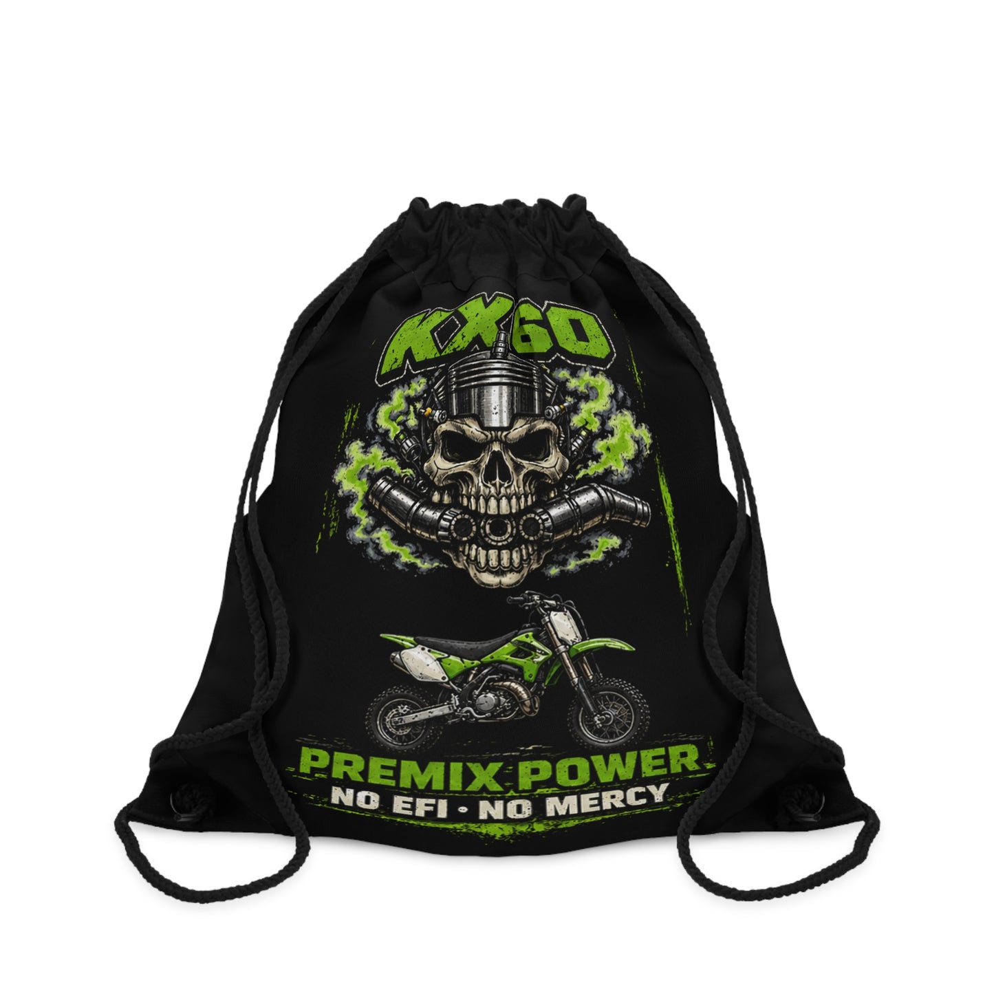 Drawstring Bag — KX60 Skull Dirt Bike 'Premix Power' Gym Sack