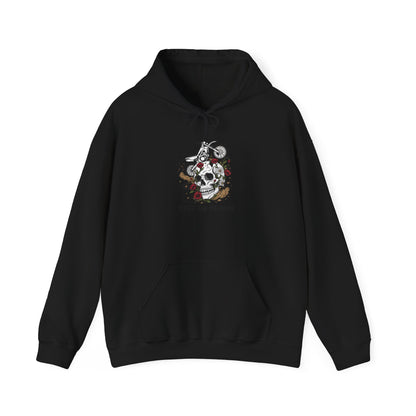 Ride or Bloom Skull Motorcycle Hoodie — Biker Floral Graphic Sweatshirt