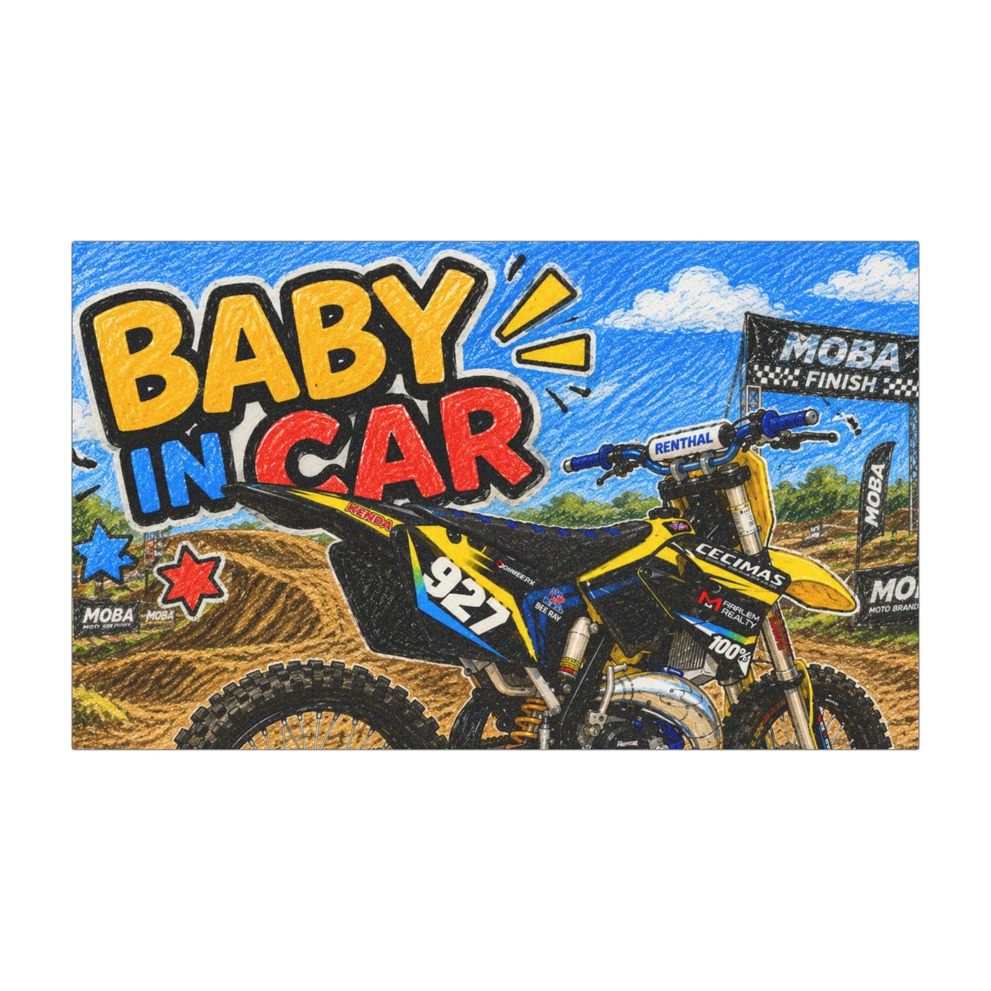 Baby in Car Motorcycle Magnet — Funny Baby in Car Sign for Parents & Motorbike Fans
