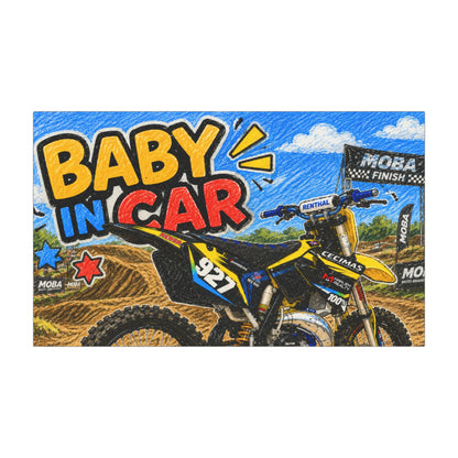 Baby in Car Motorcycle Magnet — Funny Baby in Car Sign for Parents & Motorbike Fans