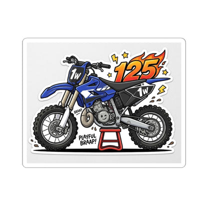 Dirt Bike 125cc Kiss-Cut Sticker — Playful Motocross Decal for Helmets & Laptops