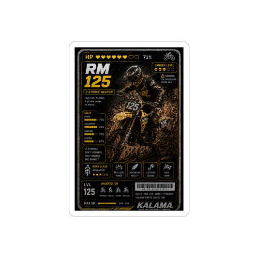 Motocross RM125 Racing Sticker — Die-Cut Transparent Outdoor Decal
