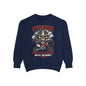 Motorcycle Skull Sweatshirt - "CR125R Premix Power No Efy No Mercy" Retro Biker Crewneck
