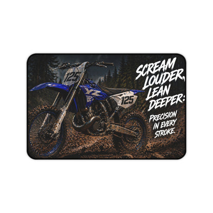 Motocross Desk Mat — “Scream Louder, Lean Deeper” Dirt Bike Gaming/Work Mouse Pad