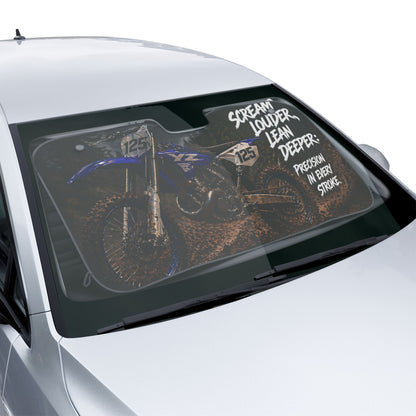 Motorcycle Dirt Bike Car Sun Shade – “Scream Louder, Lean Deeper” Windshield Sunshade
