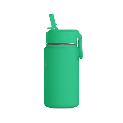 Mini 14oz Water Bottle with Kalama Racing Team Logo — Compact Straw Bottle for Kids & On-the-Go (Green)