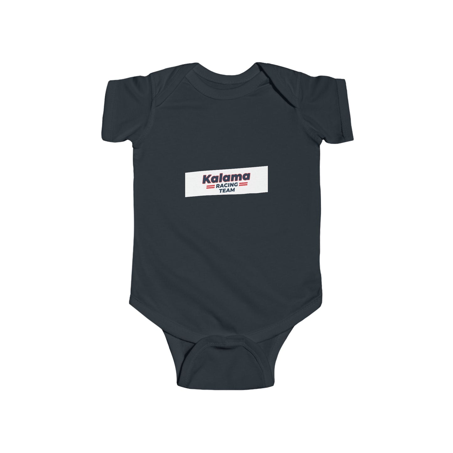 Kalama Racing Team Infant Bodysuit — Minimal Baby Onesie with K Emblem