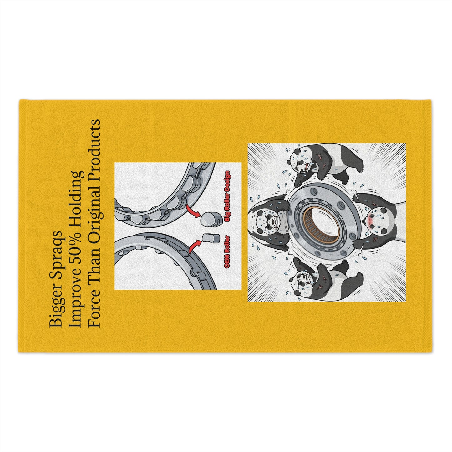 Rally Towel - 'Bigger Sprags Improve 50% Holding Force' Illustrated Panda Design (11x18)
