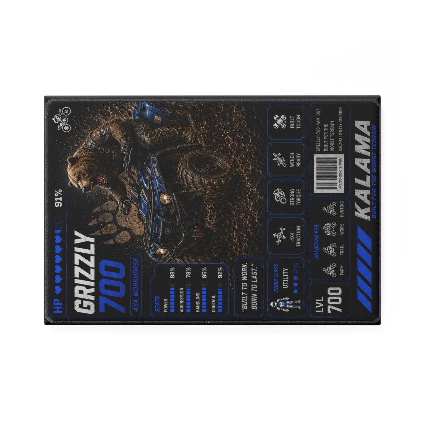 Grizzly 700 ATV Magnet — Off‑Road Bear Graphic Rectangle Fridge Magnet