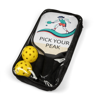 Pick Your Peak Pickleball Paddle Set — Lightweight Pickleball Kit with Graphic Paddle & Balls