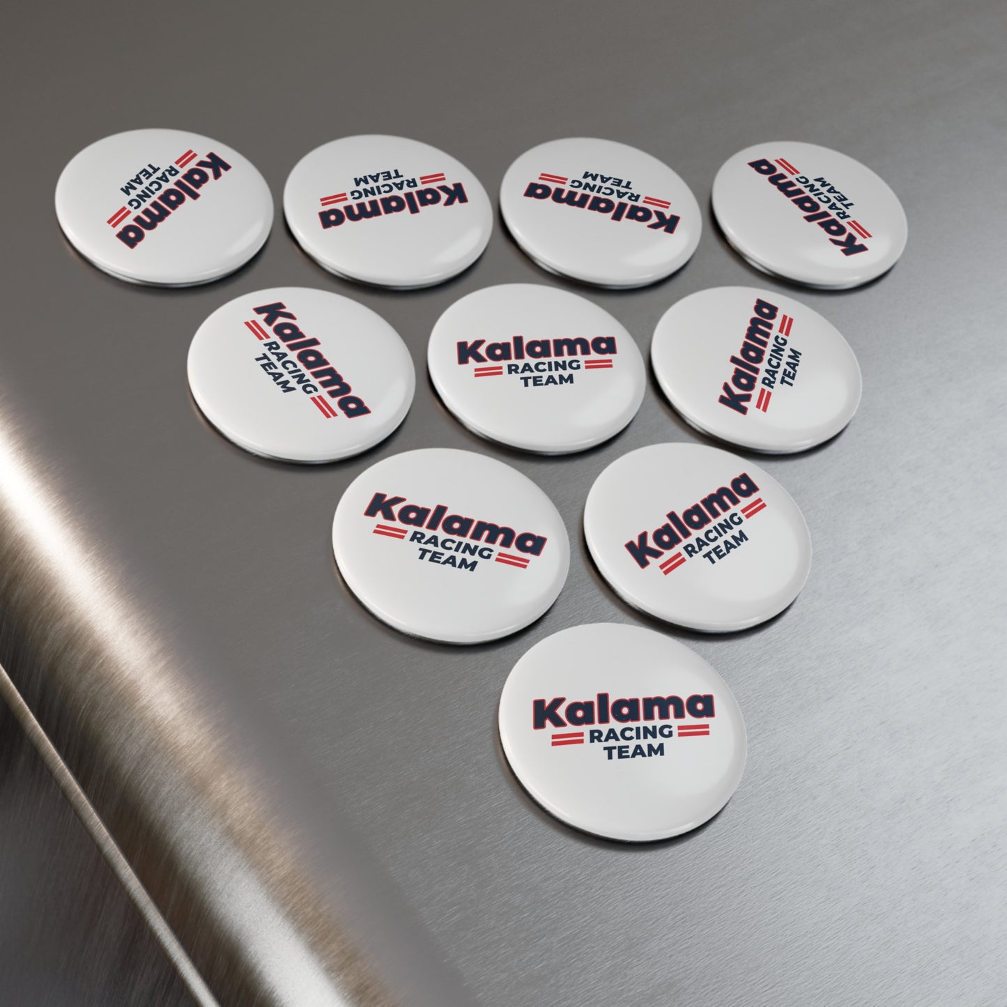 Kalama Racing Team Round Button Magnet — Retro Racing Logo Magnet