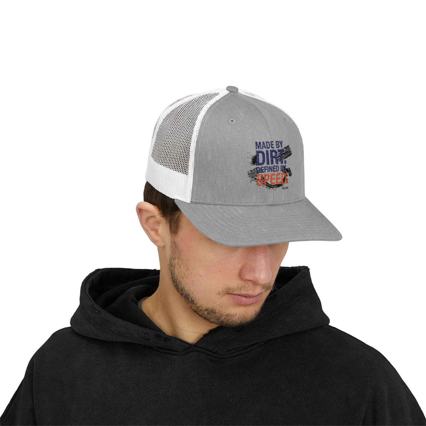 Made By Dirt Defined By Speed Snapback Trucker Cap — Racing Off‑Road Hat for Motorsports Enthusiasts