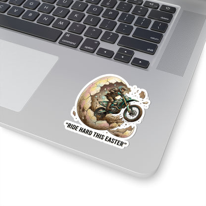 Motorcycle Easter Sticker — "Ride Hard This Easter" Kiss-Cut Decal