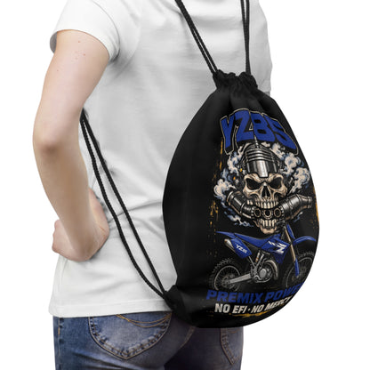 YZ85 Dirt Bike Skull Drawstring Bag — "Premix Power No EFI No Mercy"